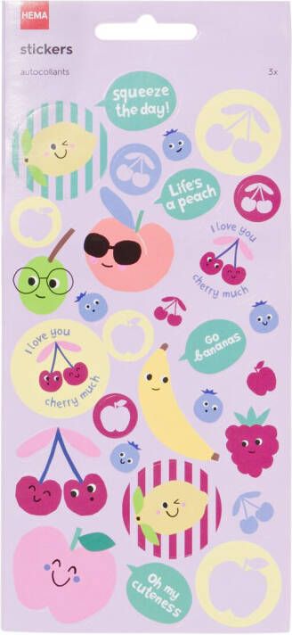 HEMA Stickervellen Fruit 19x10 3 Stuks