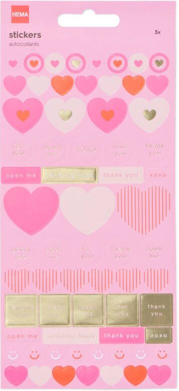 HEMA Stickervellen Hartjes 3 Stuks