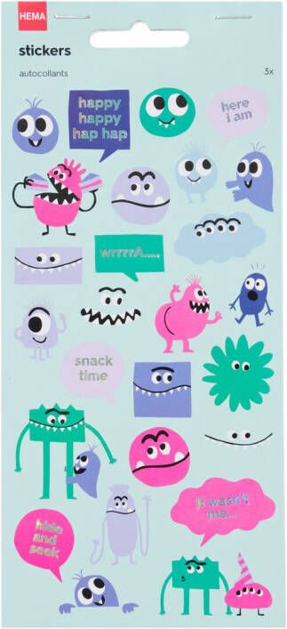 HEMA Stickervellen Monsters 3 Stuks