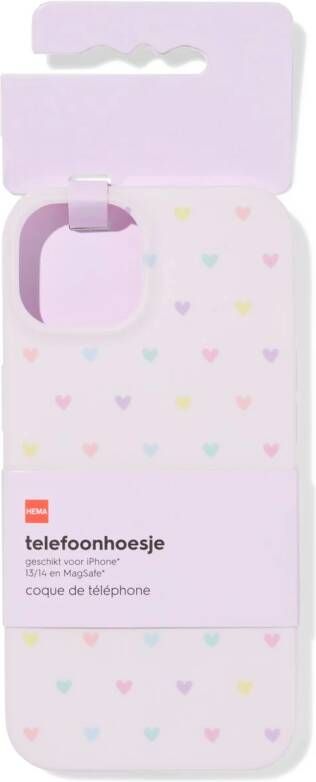 HEMA Telefoonhoes IPhone 13 14 Hartjesprint Lichtroze