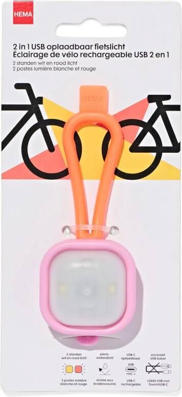 HEMA USB Fietsllampje Voor- En Achter Roze