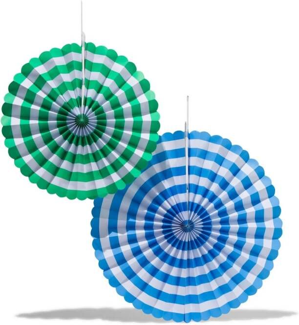 HEMA Waaiers Papier Blauw groen 2 Stuks