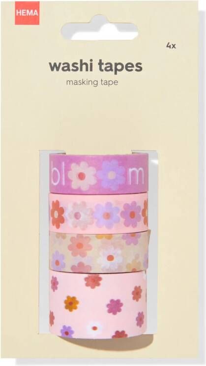 HEMA Washi Tape 1.5cm Bloemen 4 Stuks