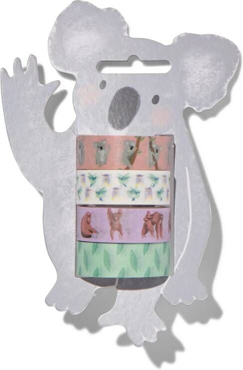 HEMA Washi Tape Op Kartonnen Koala 4 Stuks