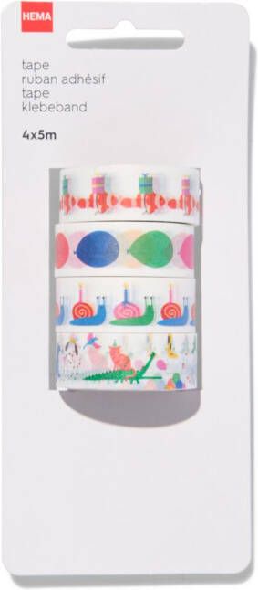 HEMA Washi Tapes 5mx1.5cm Feestbeesten 4 Stuks