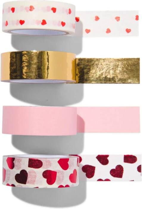 HEMA Washi Tapes 5mx1.5cm Hartjes 4 Stuks