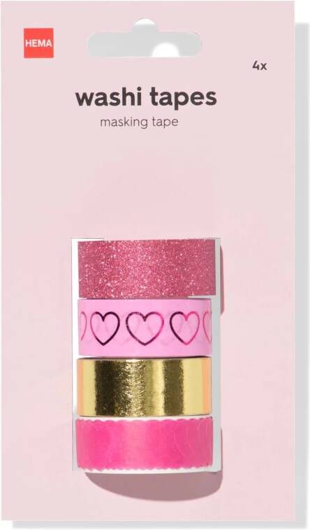 HEMA Washi Tapes Hartjes 4 Stuks
