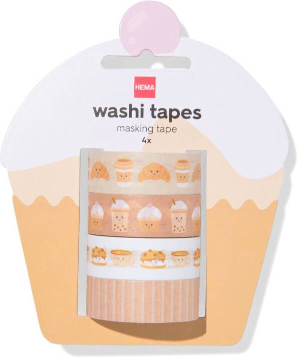 HEMA Washitape Koffie 4 Stuks