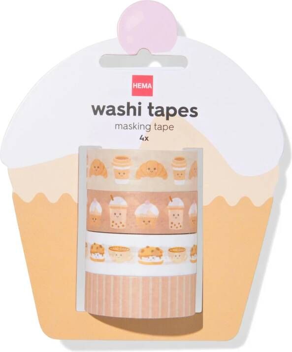HEMA Washitape Koffie 4 Stuks