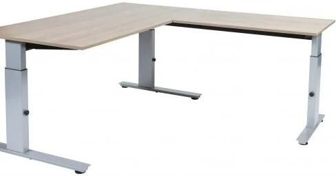 Schaffenburg Avitus aanbouwtafel hoogte instelbaar (62-85cm) met 120x80 lindberg eiken 20mm melamine blad en aluminium (RAL9006) T-poot