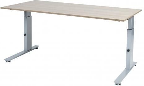 Schaffenburg Avitus C-poot bureau hoogte instelbaar (62-85cm) met 200x90cm lindberg eiken 20mm melamine blad en aluminium (RAL9006) frame