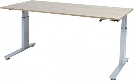 Schaffenburg Avitus C-poot bureau hoogte verstelbaar dmv slinger (62-85cm) met 200x90cm lindberg eiken 20mm melamine blad en aluminium (RAL9006) frame