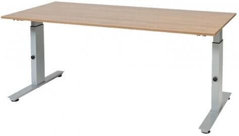 Schaffenburg Avitus T-poot bureau hoogte instelbaar (62-85cm) met 200x90cm lindberg eiken 20mm melamine blad en aluminium (RAL9006) frame