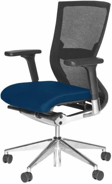 Schaffenburg Bureaustoel 105 zitting blauw rugleuning zwart mesh onderstel verchroomd aluminium. 1 jaar garantie