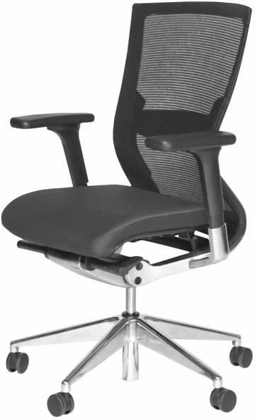 Schaffenburg Bureaustoel 105 zitting grijs rugleuning zwart mesh onderstel verchroomd aluminium. 1 jaar garantie