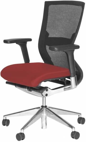 Schaffenburg Bureaustoel 105 zitting rood rugleuning zwart mesh onderstel verchroomd aluminium. 1 jaar garantie