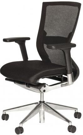 Schaffenburg Bureaustoel 105 zitting zwart rugleuning zwart mesh onderstel verchroomd aluminium. 1 jaar garantie