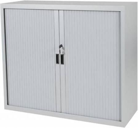 Schaffenburg Claudius Plus Roldeurkast 145x80x45cm. Stalen ombouw en kunststof lamellen aluminium (Interieur apart bestellen).