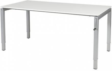 Schaffenburg Cubeo 4-poot bureau hoogte verstelbaar (62-97cm) dmv slinger met 160x80cm krijtwit 20mm blad en aluminium (RAL9006) frame
