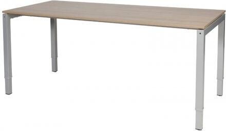 Schaffenburg Cubeo 4-poot bureau hoogte verstelbaar (62-97cm) dmv slinger met 180x80cm kersen licht 20mm blad en aluminium (RAL9006) frame