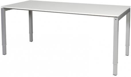 Schaffenburg Cubeo 4-poot bureau hoogte verstelbaar (62-97cm) dmv slinger met 180x80cm krijtwit 20mm blad en aluminium (RAL9006) frame