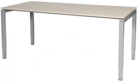Schaffenburg Cubeo 4-poot bureau hoogte verstelbaar (62-97cm) dmv slinger met 180x80cm lindberg eiken 20mm blad en aluminium (RAL9006) frame