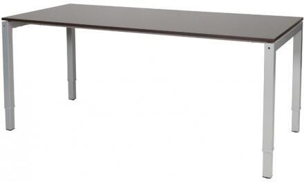 Schaffenburg Cubeo 4-poot bureau hoogte verstelbaar (62-97cm) dmv slinger met 180x80cm wenge donker 20mm blad en aluminium (RAL9006) frame