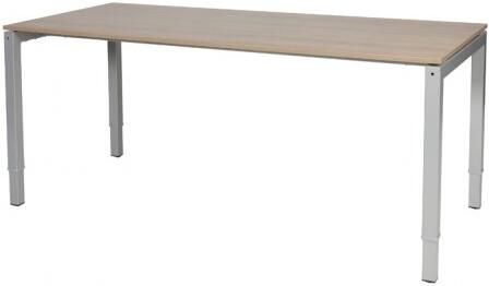 Schaffenburg Cubeo 4-poot bureau hoogte verstelbaar (62-97cm) dmv slinger met 200x80cm kersen licht 20mm blad en aluminium (RAL9006) frame