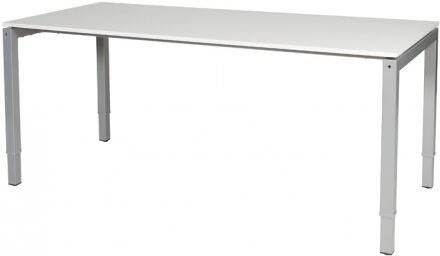 Schaffenburg Cubeo 4-poot bureau hoogte verstelbaar (62-97cm) dmv slinger met 200x80cm licht grijs 20mm blad en aluminium (RAL9006) frame