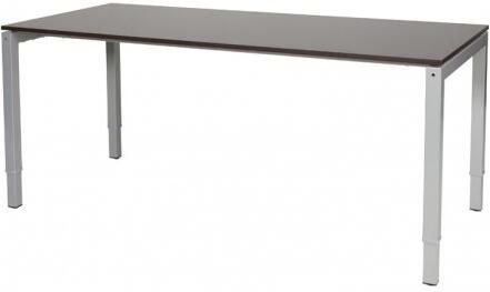 Schaffenburg Cubeo 4-poot bureau hoogte verstelbaar (62-97cm) dmv slinger met 200x80cm wenge donker 20mm blad en aluminium (RAL9006) frame