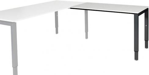 Schaffenburg Domino aanbouwtafel hoogte instelbaar (62-85cm) met 120x60cm'zwevend'licht grijs 20mm blad en zwart (RAL9011) N-poot frame - Foto 1