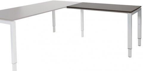 Schaffenburg Domino aanbouwtafel hoogte instelbaar (62-85cm) met 120x60cm'zwevend'wenge donker 20mm blad en aluminium (RAL9006) N-poot frame