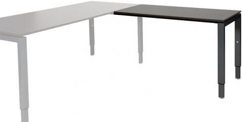 Schaffenburg Domino aanbouwtafel hoogte instelbaar (62-85cm) met 120x60cm'zwevend'wenge donker 20mm blad en zwart (RAL9011) N-poot frame