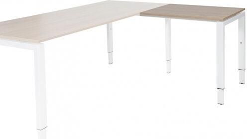 Schaffenburg Domino aanbouwtafel hoogte instelbaar (62-85cm) met 80x60cm'zwevend'kersen licht 20mm blad en wit (RAL9010) N-poot frame