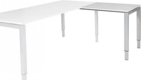 Schaffenburg Domino aanbouwtafel hoogte instelbaar (62-85cm) met 80x60cm'zwevend'krijtwit 20mm blad en aluminium (RAL9006) N-poot frame - Foto 1