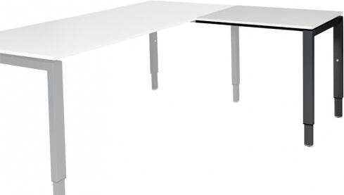 Schaffenburg Domino aanbouwtafel hoogte instelbaar (62-85cm) met 80x60cm'zwevend'licht grijs 20mm blad en zwart (RAL9011) N-poot frame