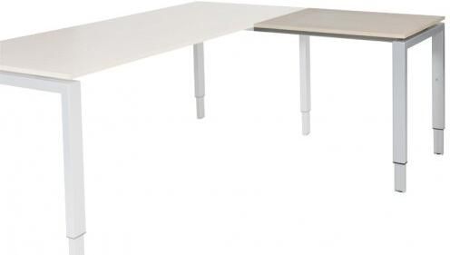 Schaffenburg Domino aanbouwtafel hoogte instelbaar (62-85cm) met 80x60cm'zwevend'lindberg eiken 20mm blad en aluminium (RAL9006) N-poot frame