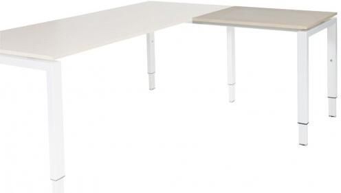 Schaffenburg Domino aanbouwtafel hoogte instelbaar (62-85cm) met 80x60cm'zwevend'lindberg eiken 20mm blad en wit (RAL9010) N-poot frame