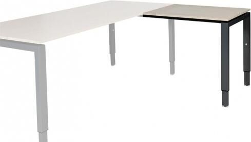 Schaffenburg Domino aanbouwtafel hoogte instelbaar (62-85cm) met 80x60cm'zwevend'lindberg eiken 20mm blad en zwart (RAL9011) N-poot frame