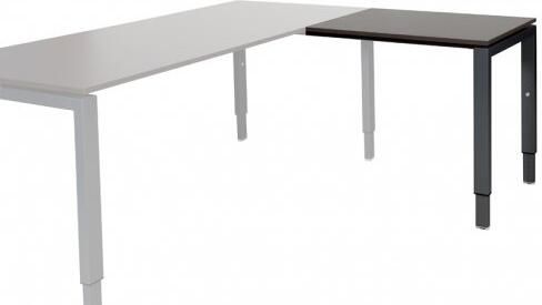 Schaffenburg Domino aanbouwtafel hoogte instelbaar (62-85cm) met 80x60cm'zwevend'wenge donker 20mm blad en zwart (RAL9011) N-poot frame