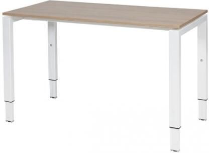 Schaffenburg Domino bureau hoogte instelbaar (62-85cm) met 120x60cm'zwevend'kersen licht 20mm blad en wit (RAL9010) N-poot frame