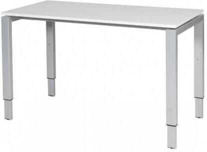 Schaffenburg Domino bureau hoogte instelbaar (62-85cm) met 120x60cm'zwevend'krijtwit 20mm blad en aluminium (RAL9006) N-poot frame