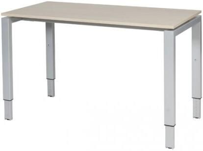 Schaffenburg Domino bureau hoogte instelbaar (62-85cm) met 120x60cm'zwevend'lindberg eiken 20mm blad en aluminium (RAL9006) N-poot frame