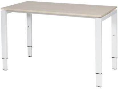 Schaffenburg Domino bureau hoogte instelbaar (62-85cm) met 120x60cm'zwevend'lindberg eiken 20mm blad en wit (RAL9010) N-poot frame