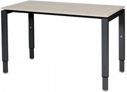 Schaffenburg Domino bureau hoogte instelbaar (62-85cm) met 120x60cm'zwevend'lindberg eiken 20mm blad en zwart (RAL9011) N-poot frame