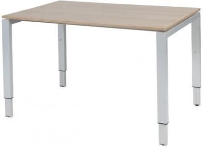 Schaffenburg Domino bureau hoogte instelbaar (62-85cm) met 120x80cm'zwevend'kersen licht 20mm blad en aluminium (RAL9006) N-poot frame