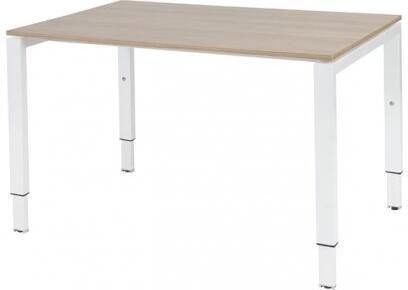 Schaffenburg Domino bureau hoogte instelbaar (62-85cm) met 120x80cm'zwevend'kersen licht 20mm blad en wit (RAL9010) N-poot frame