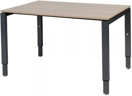 Schaffenburg Domino bureau hoogte instelbaar (62-85cm) met 120x80cm'zwevend'kersen licht 20mm blad en zwart (RAL9011) N-poot frame