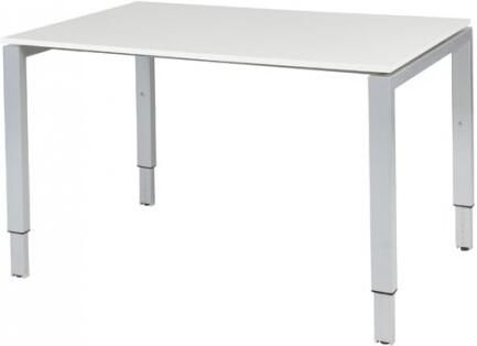 Schaffenburg Domino bureau hoogte instelbaar (62-85cm) met 120x80cm'zwevend'licht grijs 20mm blad en aluminium (RAL9006) N-poot frame