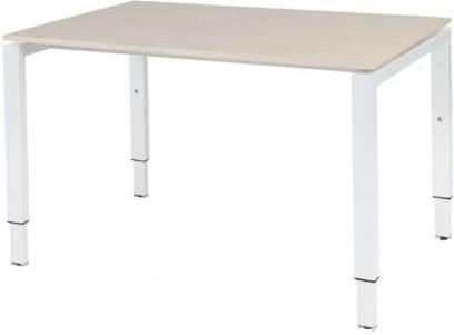 Schaffenburg Domino bureau hoogte instelbaar (62-85cm) met 120x80cm'zwevend'lindberg eiken 20mm blad en wit (RAL9010) N-poot frame